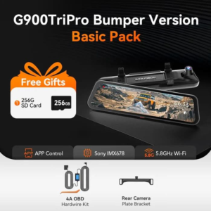 WOLFBOX G900 TriPro 3 Channel Bumper Version, 12" 4K+2.5K Mirror Dash Cam