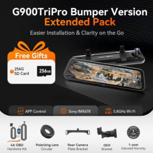WOLFBOX G900 PRO, 12" 4K+2.5K Mirror Dash Cam